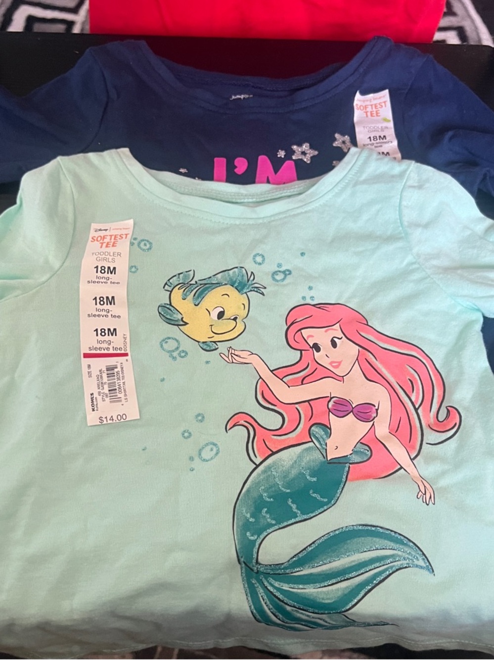 Disney Toddler Ariel Mint Green Long Sleeve Top